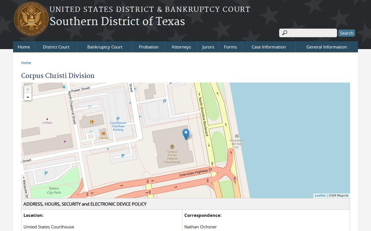 Nueces County federal warrant records at the Corpus Christi courthouse