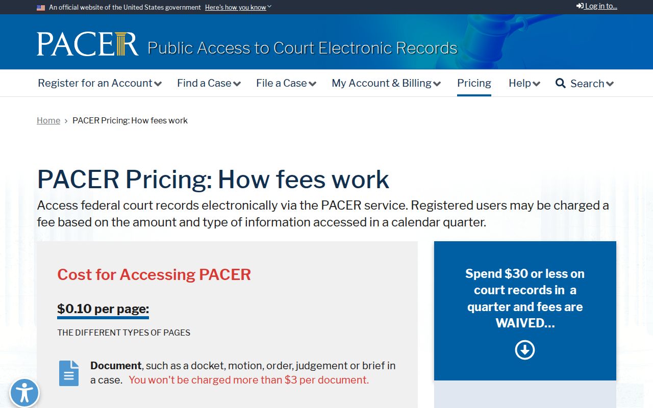 Nueces County federal warrant lookup using PACER pricing information