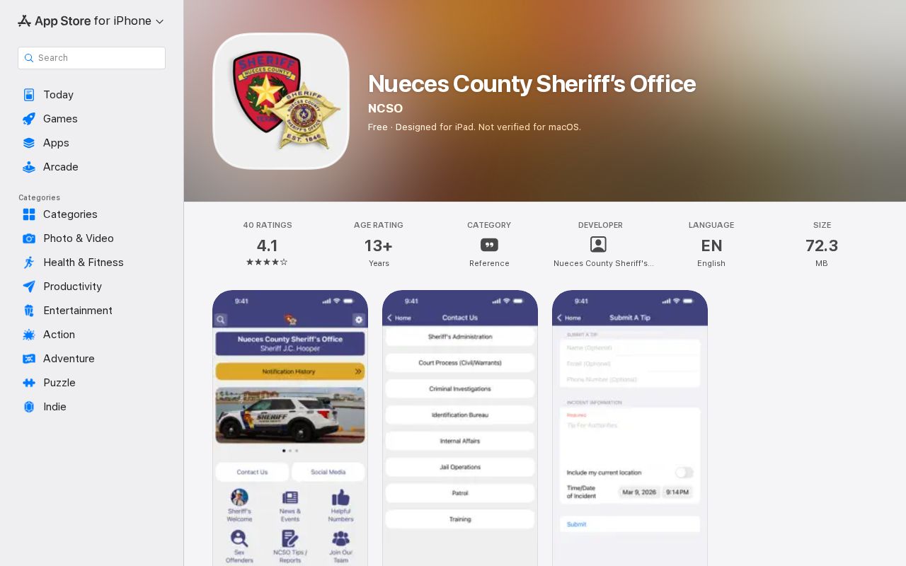 Nueces County warrant tip and Sheriff app information