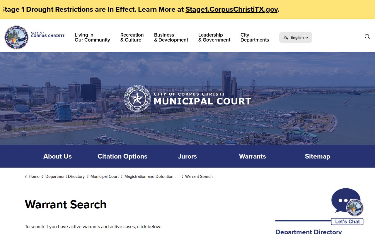 Nueces County municipal warrant search in Corpus Christi